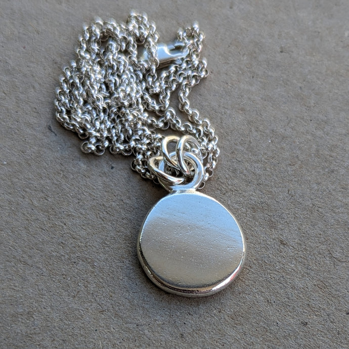 Sterling silver large squashed blob pendant - Number 3