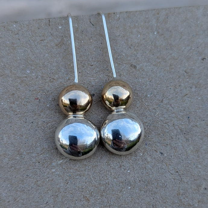 Sterling silver and 9ct yellow gold blob dangle earrings number 3