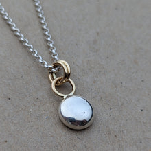 Load image into Gallery viewer, Sterling silver blob pendant with 9ct yellow gold rings
