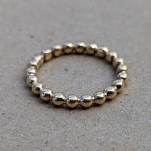 Load image into Gallery viewer, 9ct yellow gold beaded band stacking ring Size R 1/2 (US 9)