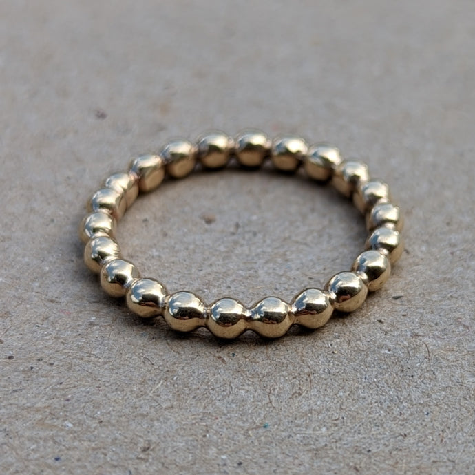 9ct yellow gold beaded band stacking ring Size R 1/2 (US 9)