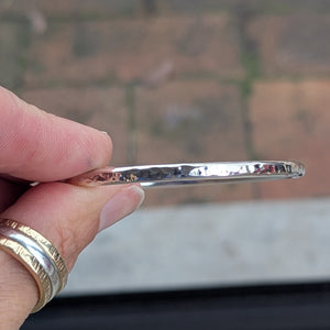 4mm round hammered sterling silver bangle