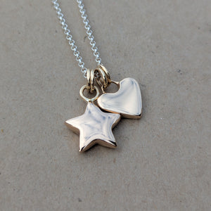 Solid 9ct yellow gold sand cast heart pendant