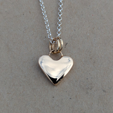 Solid 9ct yellow gold sand cast heart pendant