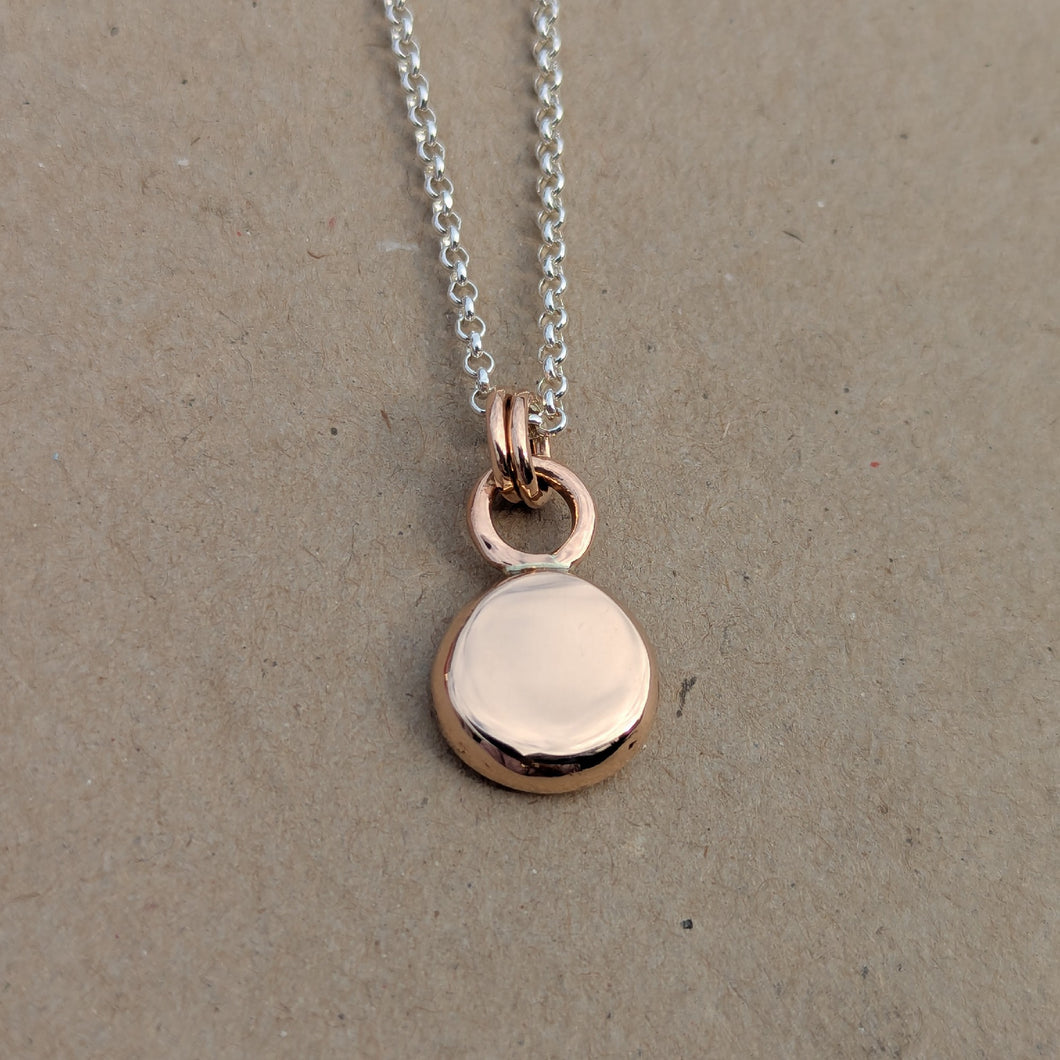 9ct rose gold squashed blob pendant