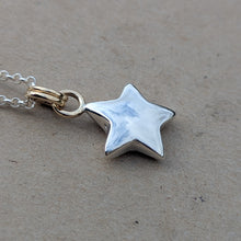 Load image into Gallery viewer, Sterling silver sand cast star pendant with 9ct solid yellow gold rings