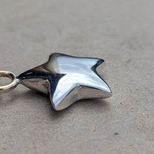 Load image into Gallery viewer, Sterling silver sand cast star pendant with 9ct solid yellow gold rings