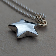 Load image into Gallery viewer, Sterling silver sand cast star pendant with 9ct solid yellow gold rings