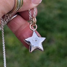 Load image into Gallery viewer, Sterling silver sand cast star pendant with 9ct solid yellow gold rings