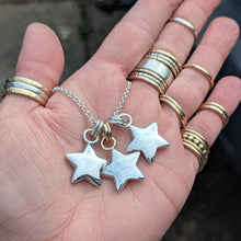 Load image into Gallery viewer, Sterling silver sand cast star pendant with 9ct solid yellow gold rings