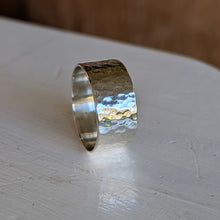 Load image into Gallery viewer, Sterling silver 11mm wide hammered band size V 1/2