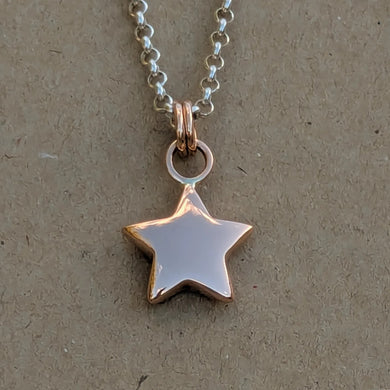 9ct solid rose gold sand cast star pendant