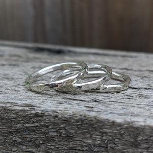 Sterling silver hammered stacker