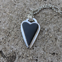 Load image into Gallery viewer, Sterling Silver and black jade actinolite heart pendant