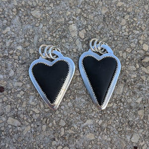 Sterling Silver and black jade actinolite heart pendant