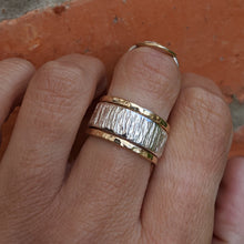 Load image into Gallery viewer, Sterling Silver edge hammered stacker Size P