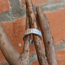 Load image into Gallery viewer, Sterling Silver edge hammered stacker Size P