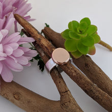 Load image into Gallery viewer, Sterling Silver and 9ct rose gold squashed blob ring size Q