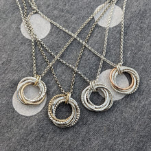 Load image into Gallery viewer, 5 ring pendant with x2 9ct yellow gold rings