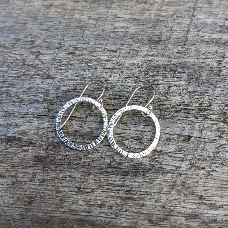 Sterling silver edge hammered earrings