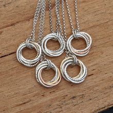 Load image into Gallery viewer, 5 ring pendant with 9ct rose gold beaded ring