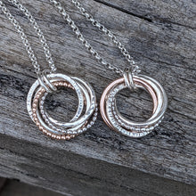 Load image into Gallery viewer, 5 ring pendant with 9ct rose gold beaded ring
