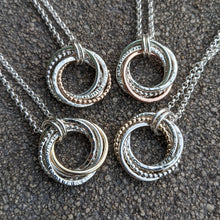 Load image into Gallery viewer, 5 ring pendant with 9ct yellow gold ring