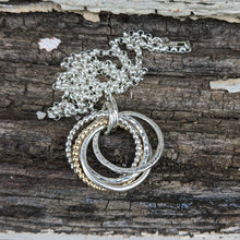 Load image into Gallery viewer, 5 ring pendant with 9ct yellow gold beaded ring