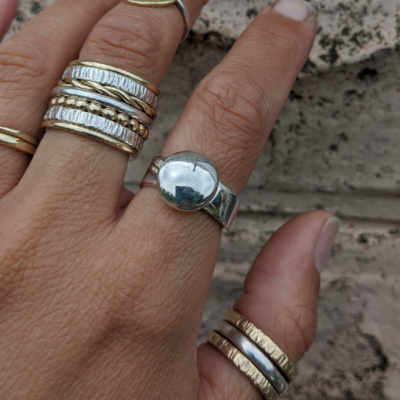 Sterling Silver blob ring size P 1/2