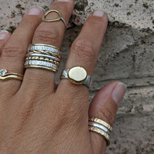 Load image into Gallery viewer, Sterling Silver and 9ct yellow gold squashed blob ring size R 1/2