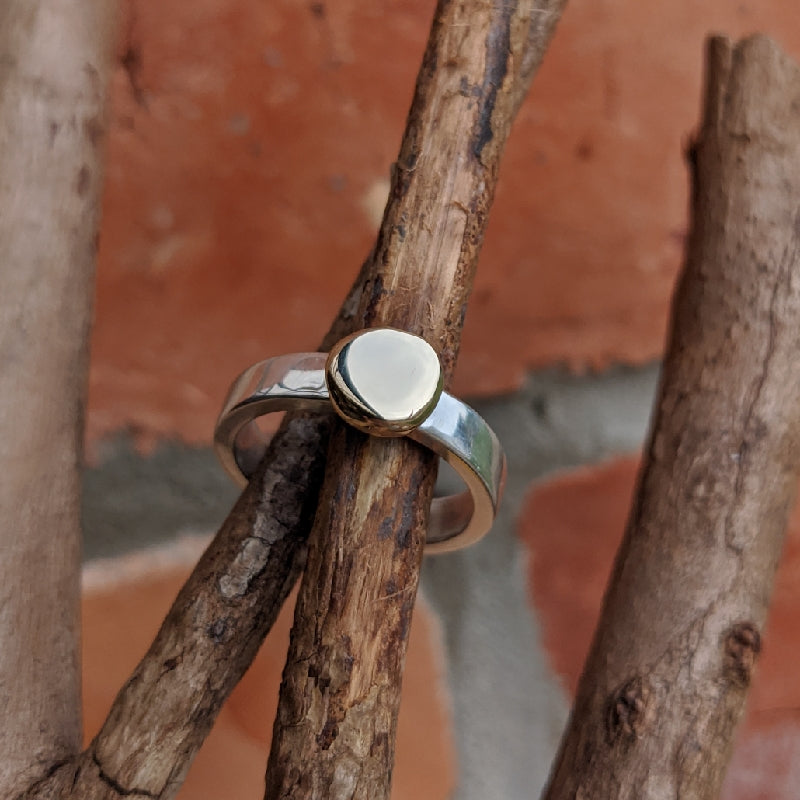 Yellow gold squashed blob stacking ring size P 1/2