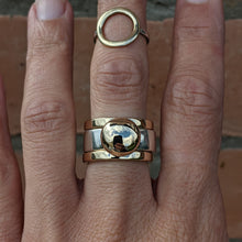Load image into Gallery viewer, Sterling Silver and 9ct yellow gold blob ring size S