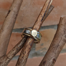 Load image into Gallery viewer, Yellow gold squashed blob stacking ring size P 1/2