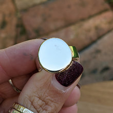 Load image into Gallery viewer, Sterling Silver and 9ct yellow gold large squashed blob ring size Q1/2