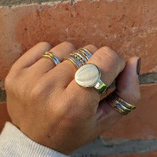 Load image into Gallery viewer, Sterling Silver and 9ct yellow gold large squashed blob ring size Q1/2