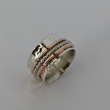 Load image into Gallery viewer, Sterling silver and rose gold spinning ring size O