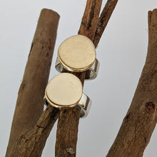 Load image into Gallery viewer, Sterling Silver and 9ct yellow gold large squashed blob ring size Q1/2