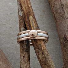 Load image into Gallery viewer, Set of stackers - Rose gold blob and rose gold plain size P 1/2