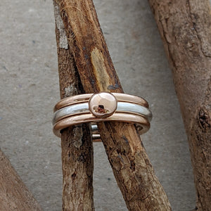 Set of stackers - Rose gold blob and rose gold plain size P 1/2