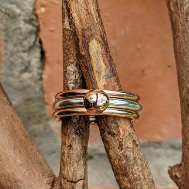 Set of stackers - Rose gold blob and rose gold plain size P 1/2