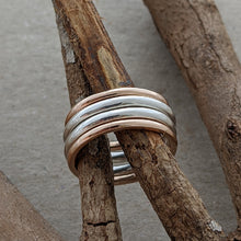 Load image into Gallery viewer, Sterling silver and rose gold stacking set size R 1/2