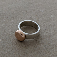Load image into Gallery viewer, Sterling Silver and 9ct rose gold squashed blob ring size S1/2