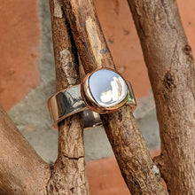 Load image into Gallery viewer, Sterling Silver and 9ct rose gold squashed blob ring size S1/2