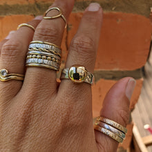 Load image into Gallery viewer, Sterling Silver and 9ct yellow gold blob ring size S