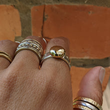 Load image into Gallery viewer, Sterling Silver and 9ct yellow gold blob ring size S