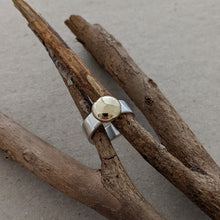 Load image into Gallery viewer, Sterling Silver and 9ct yellow gold blob ring size S