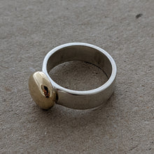 Load image into Gallery viewer, Sterling Silver and 9ct yellow gold blob ring size S