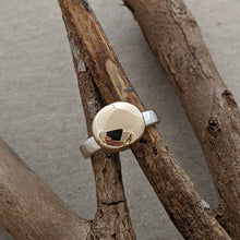 Load image into Gallery viewer, Sterling Silver and 9ct yellow gold blob ring size N 1/2