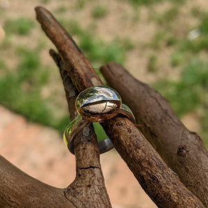Sterling Silver and 9ct yellow gold blob ring size N 1/2