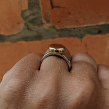 Load image into Gallery viewer, Sterling Silver and 9ct yellow gold blob ring size N 1/2